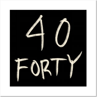 Hand Drawn Letter Number 40 Forty Posters and Art